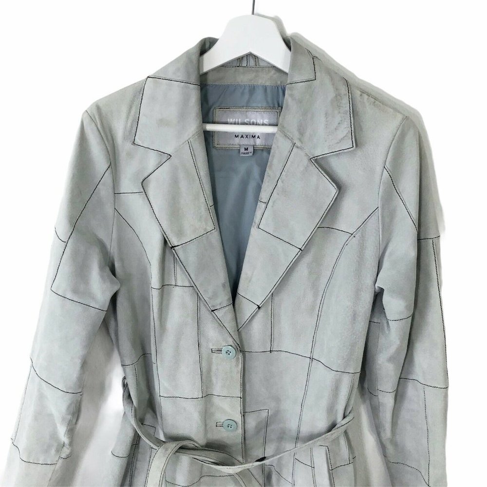 Wilson'ssuede Leather Jacket M Patchwork Trench - image 2
